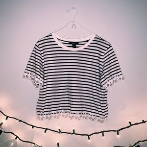 ☼ Forever 21 Striped Flower Crop Top ☼